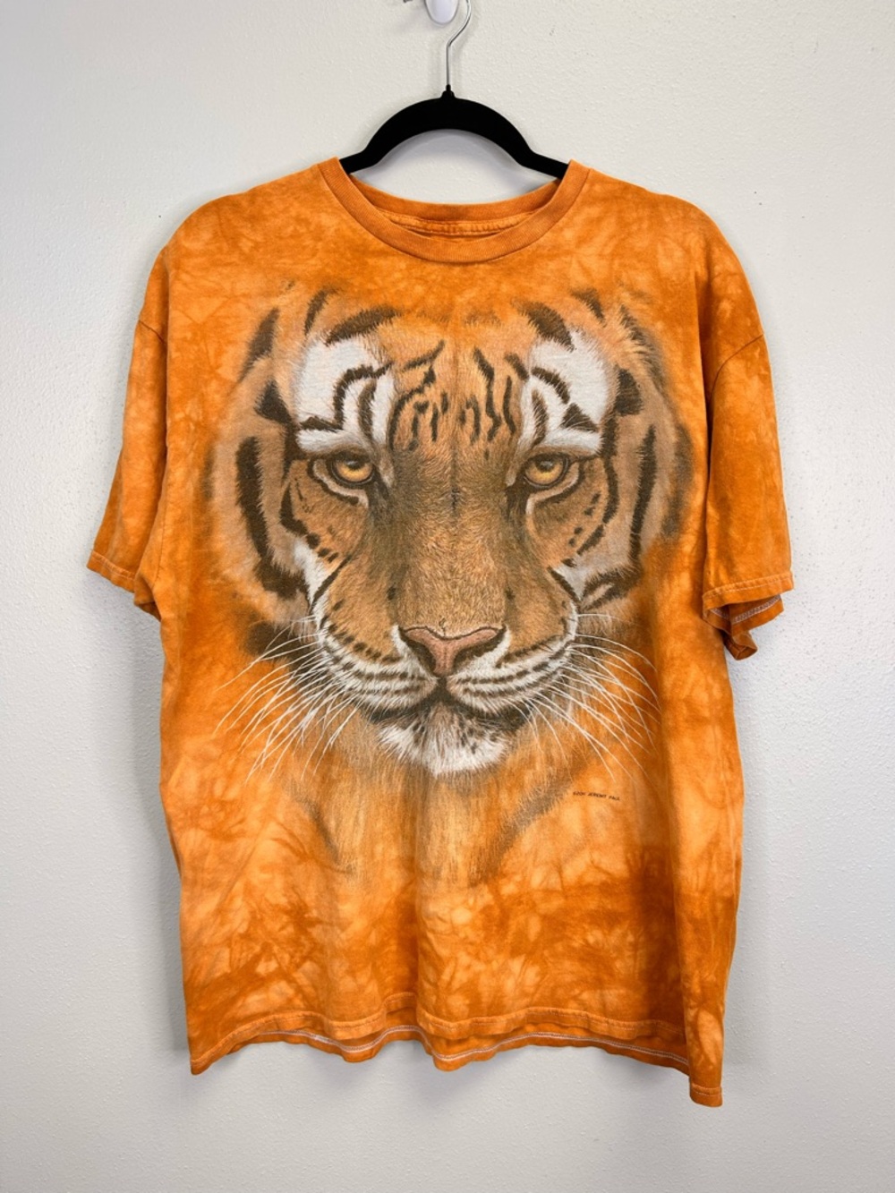 Tie Dye Orange Tiger Graphic Short Sleeve Tee Size XL Festival Hippie Animal